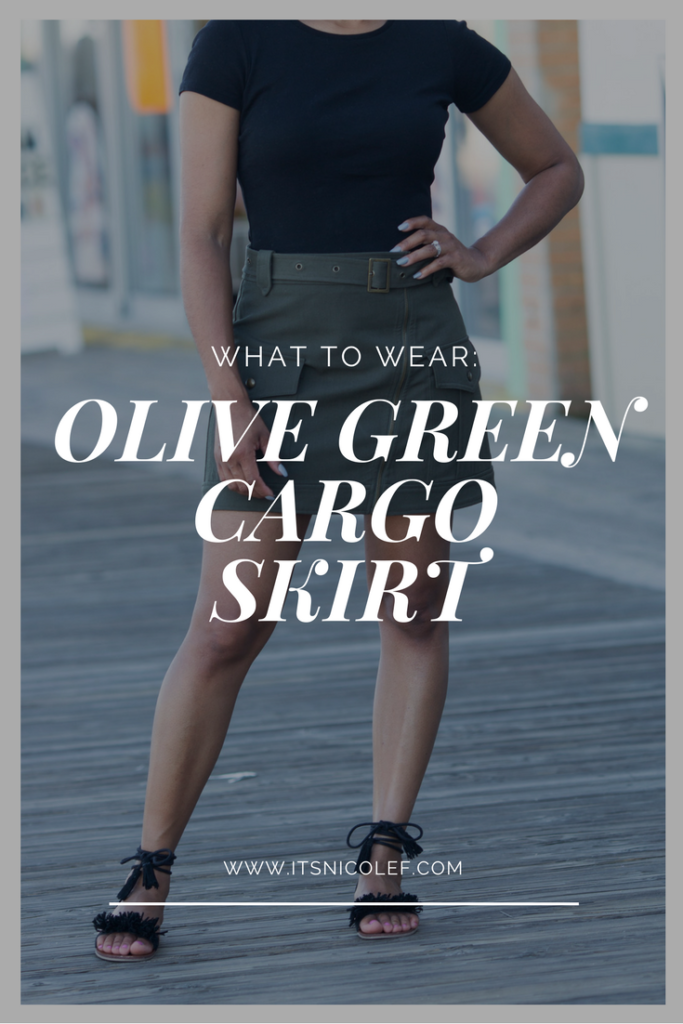 How To Wear Olive Green Cargo Skirt