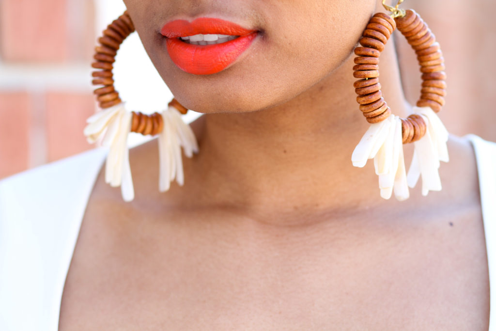 wooden tribal earrings